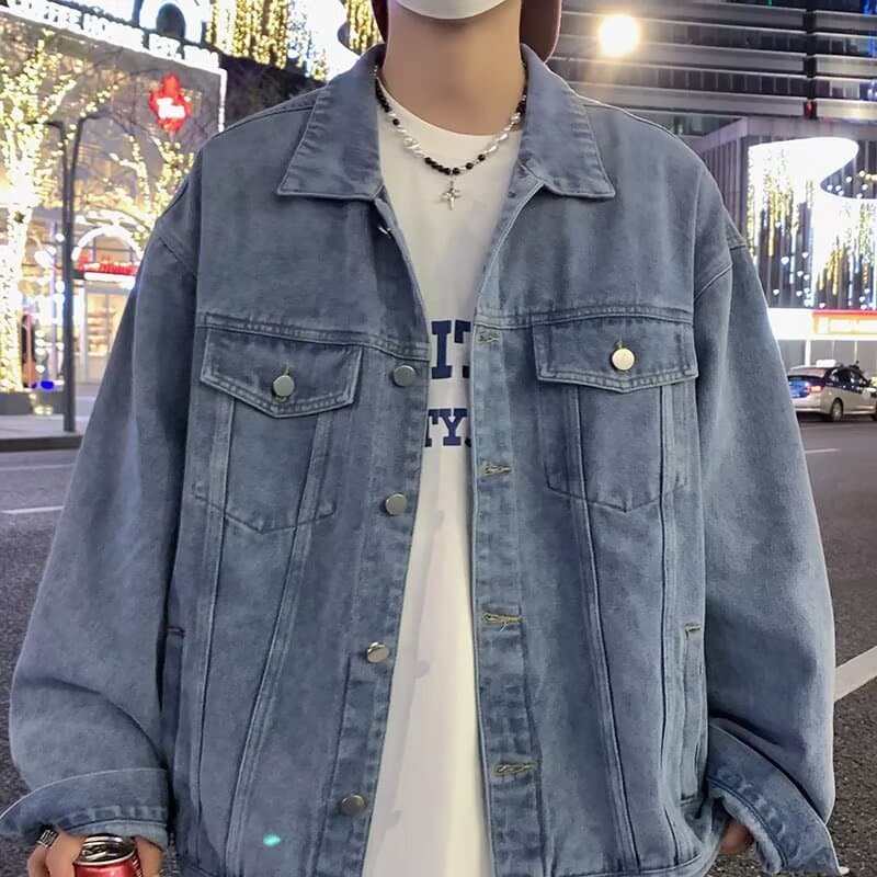 봄 가을 악당 잘 생긴 카우보이 바깥 남성 세트 여자 높음 거리 조수 브랜드 항구 바람 일본식 하라주쿠 스타일 트렌드 루즈핏 커플 재킷 상세 이미지 9