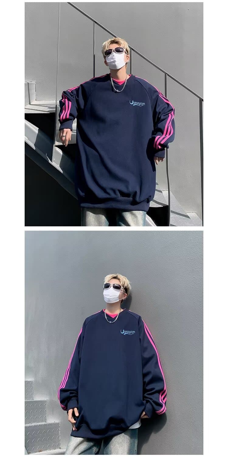 아메리칸 후드티 남성과 여성 봄 가을 한국 스타일 새로운 라운드 넥 루즈핏 맨위 커플 chic 항구 바람 트렌드 중성 바람 상세 이미지 4