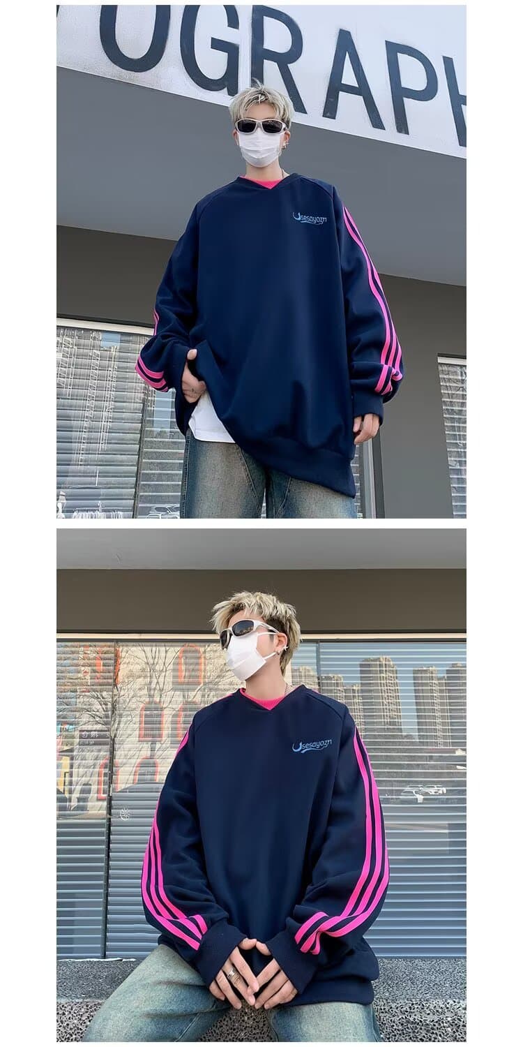 아메리칸 후드티 남성과 여성 봄 가을 한국 스타일 새로운 라운드 넥 루즈핏 맨위 커플 chic 항구 바람 트렌드 중성 바람 상세 이미지 7