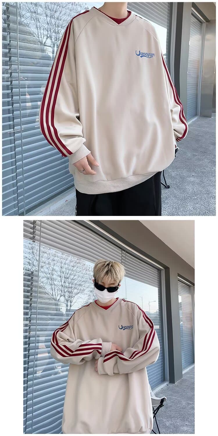 아메리칸 후드티 남성과 여성 봄 가을 한국 스타일 새로운 라운드 넥 루즈핏 맨위 커플 chic 항구 바람 트렌드 중성 바람 상세 이미지 8