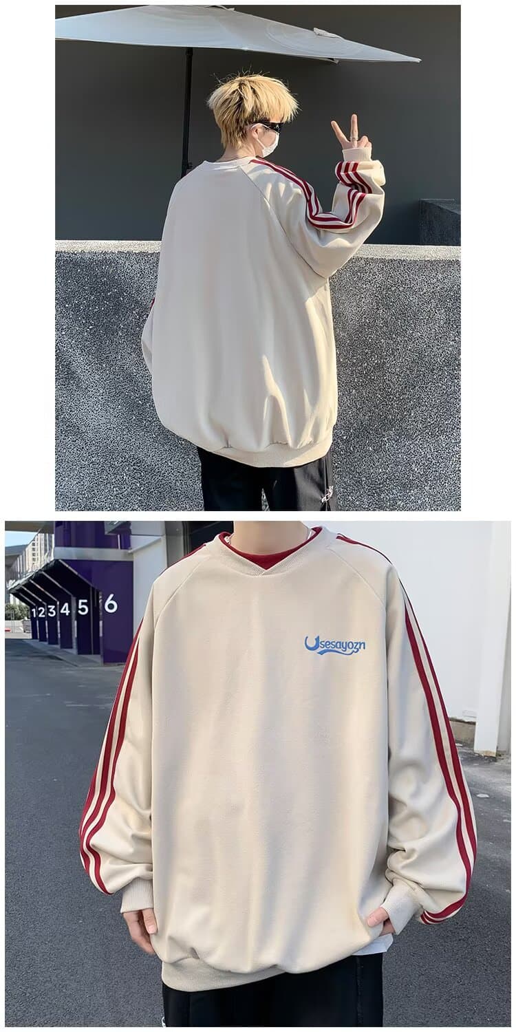 아메리칸 후드티 남성과 여성 봄 가을 한국 스타일 새로운 라운드 넥 루즈핏 맨위 커플 chic 항구 바람 트렌드 중성 바람 상세 이미지 10