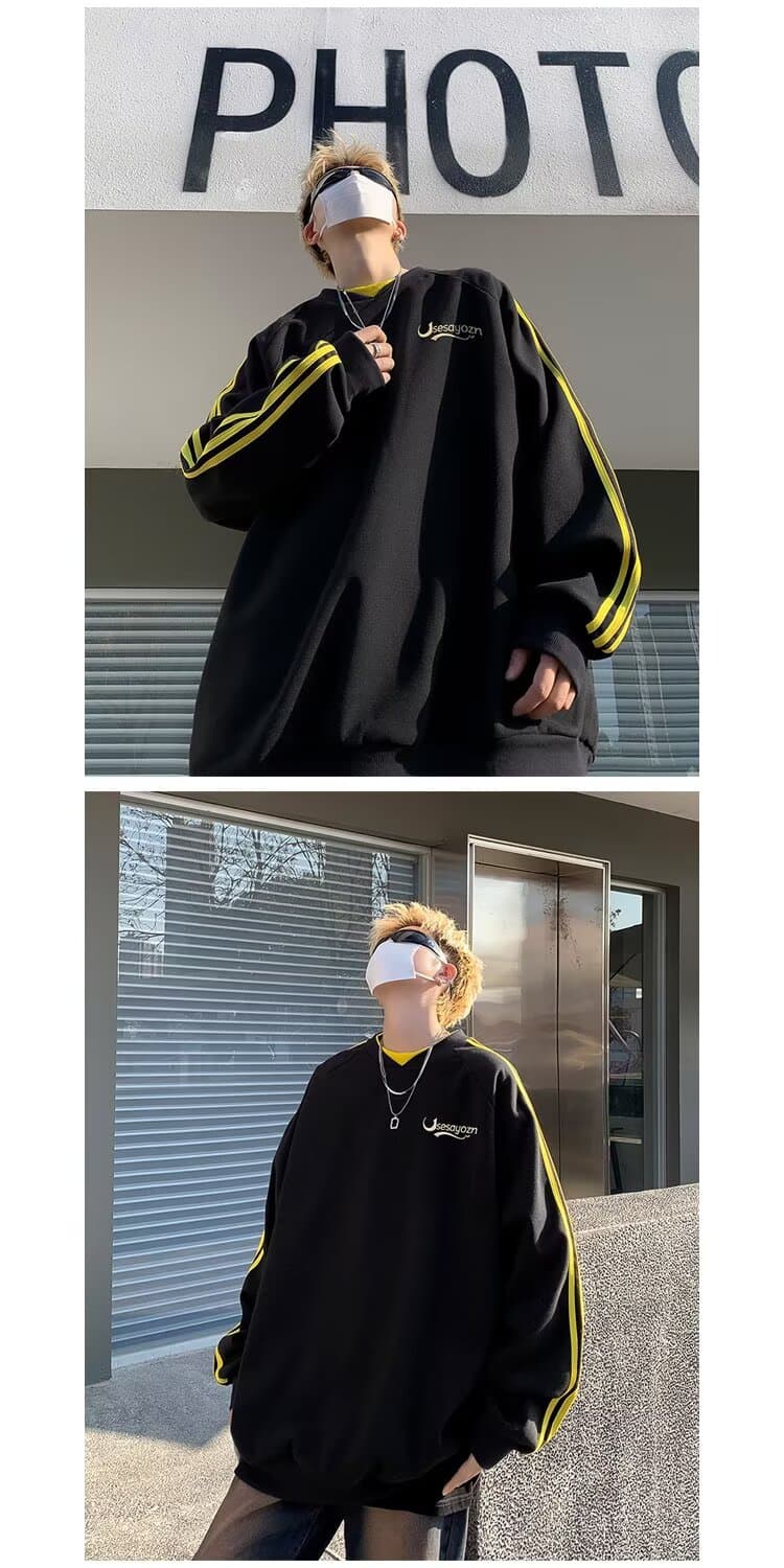 아메리칸 후드티 남성과 여성 봄 가을 한국 스타일 새로운 라운드 넥 루즈핏 맨위 커플 chic 항구 바람 트렌드 중성 바람 상세 이미지 15