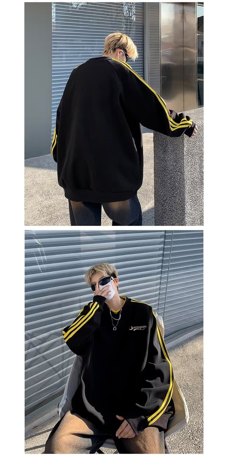 아메리칸 후드티 남성과 여성 봄 가을 한국 스타일 새로운 라운드 넥 루즈핏 맨위 커플 chic 항구 바람 트렌드 중성 바람 상세 이미지 16