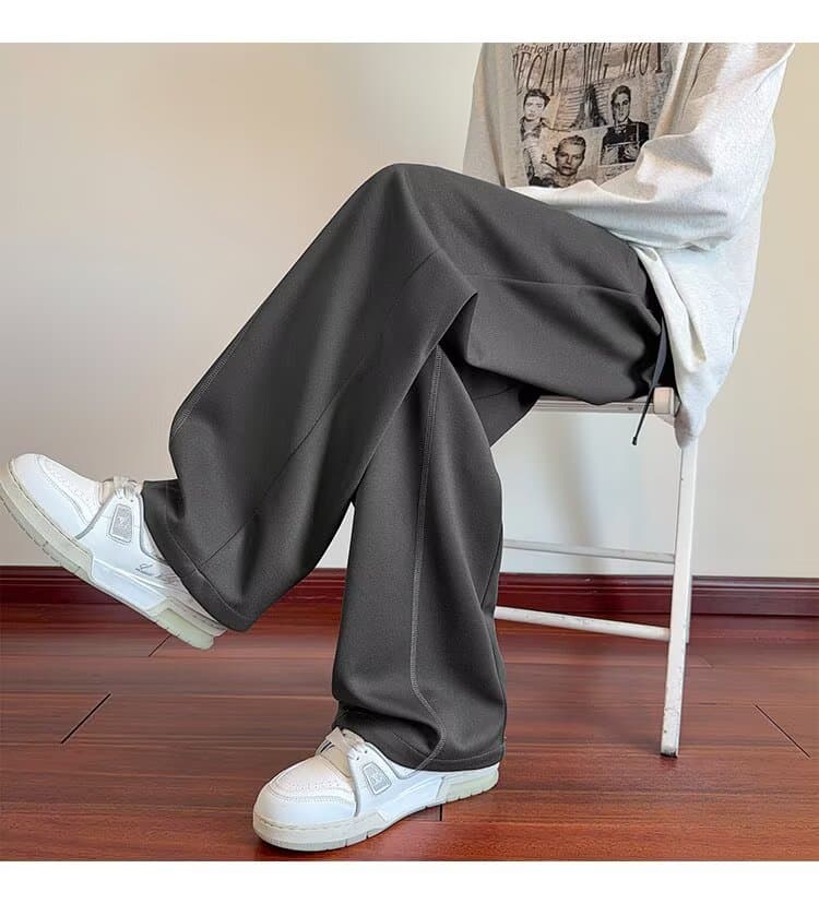 아메리칸 루즈핏 모통이 칼 캐주얼 바지 남성과 여성 비료 추가 증가 다용도 바지 커플 가을 센스 넓은 다리 바닥 청소 긴 바지 상세 이미지 1