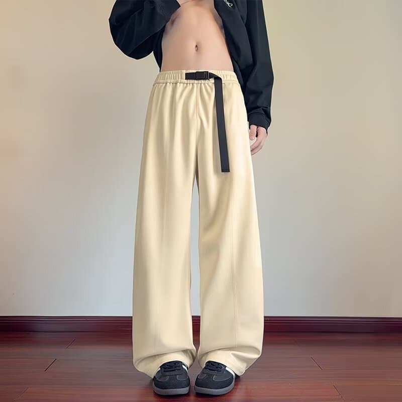 아메리칸 루즈핏 모통이 칼 캐주얼 바지 남성과 여성 비료 추가 증가 다용도 바지 커플 가을 센스 넓은 다리 바닥 청소 긴 바지 상세 이미지 3