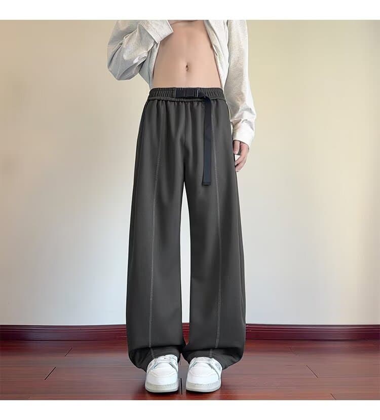 아메리칸 루즈핏 모통이 칼 캐주얼 바지 남성과 여성 비료 추가 증가 다용도 바지 커플 가을 센스 넓은 다리 바닥 청소 긴 바지 상세 이미지 7