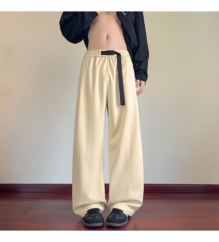 아메리칸 루즈핏 모통이 칼 캐주얼 바지 남성과 여성 비료 추가 증가 다용도 바지 커플 가을 센스 넓은 다리 바닥 청소 긴 바지 상세 이미지 9