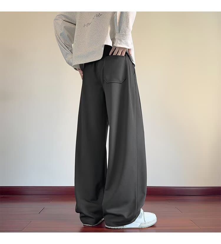 아메리칸 루즈핏 모통이 칼 캐주얼 바지 남성과 여성 비료 추가 증가 다용도 바지 커플 가을 센스 넓은 다리 바닥 청소 긴 바지 상세 이미지 19