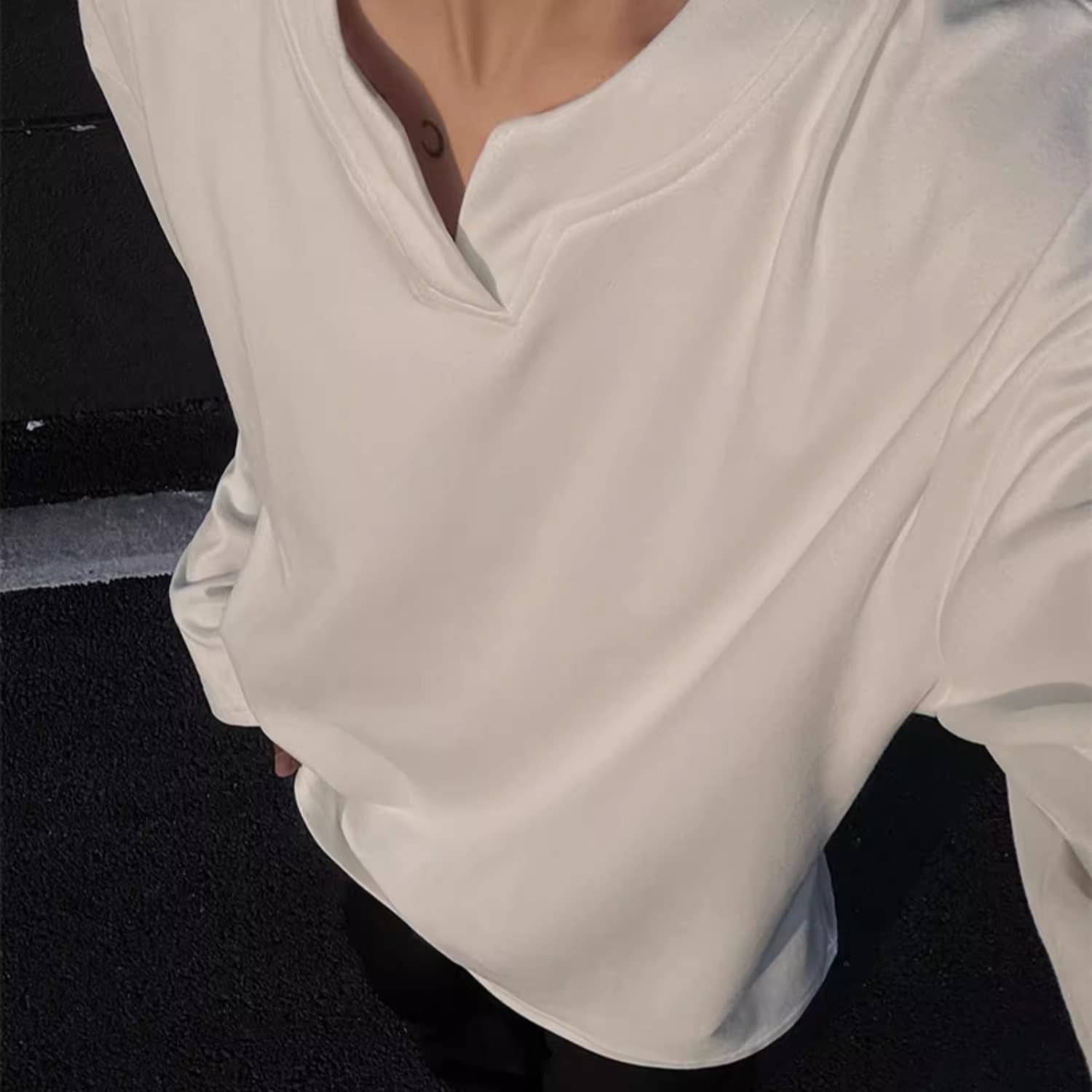 V넥 후드티 남녀 가을 겨울 두꺼운 악당 잘 생긴 De 플러시 기본 셔츠 인사이드 가져 가라. 보온 가을 의상 아메리칸 커플 긴팔 티셔츠