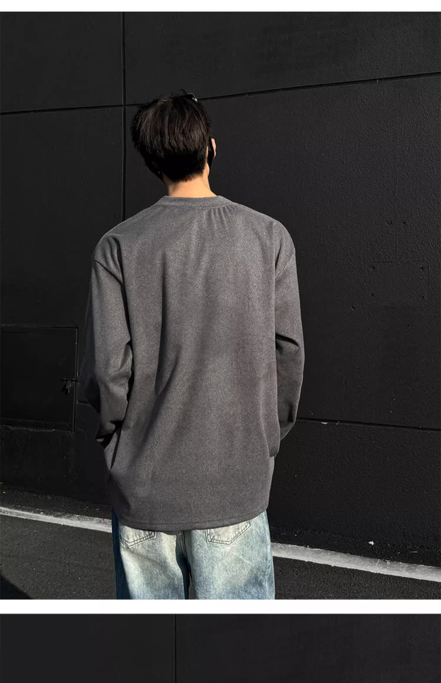 V넥 후드티 남녀 가을 겨울 두꺼운 악당 잘 생긴 De 플러시 기본 셔츠 인사이드 가져 가라. 보온 가을 의상 아메리칸 커플 긴팔 티셔츠 상세 이미지 19