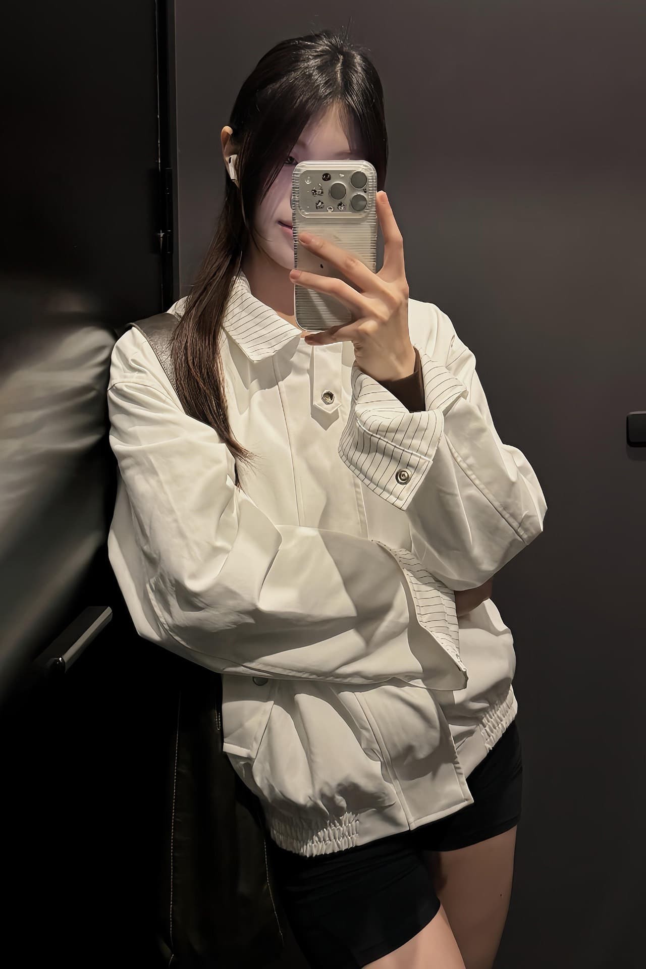 화이트 스트라이프 cleanfit 양면 착용 아메리칸 봄 가을 커플 재킷 재킷 출퇴근 미니멀리즘 다용도 남녀 맨위 이미지 6