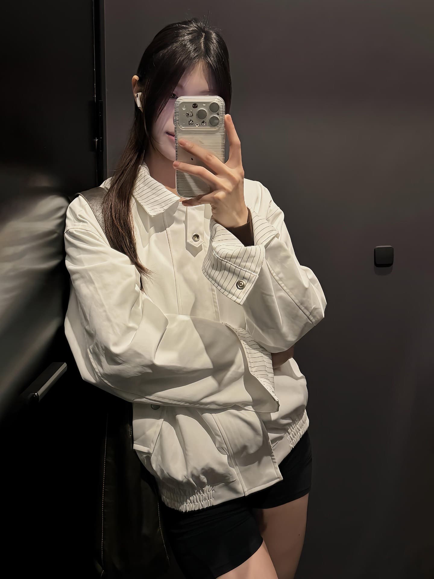 화이트 스트라이프 cleanfit 양면 착용 아메리칸 봄 가을 커플 재킷 재킷 출퇴근 미니멀리즘 다용도 남녀 맨위 상세 이미지 9