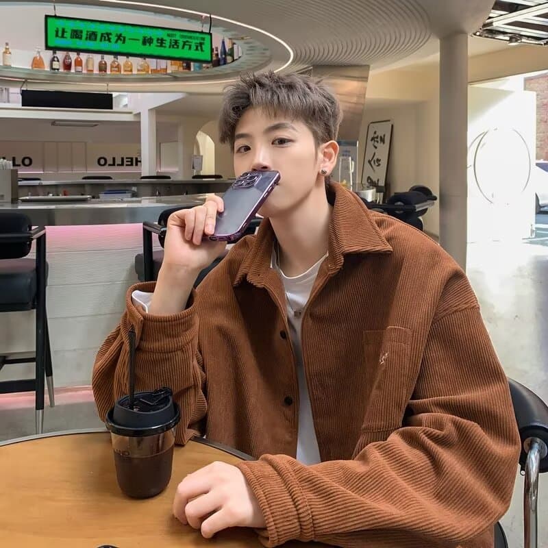 봄 가을 코듀로이 셔츠 남녀 긴팔 조수 브랜드 항구 바람 디자인 센스 셔츠 커플 악당 잘 생긴 작은 대중 루즈핏 재킷