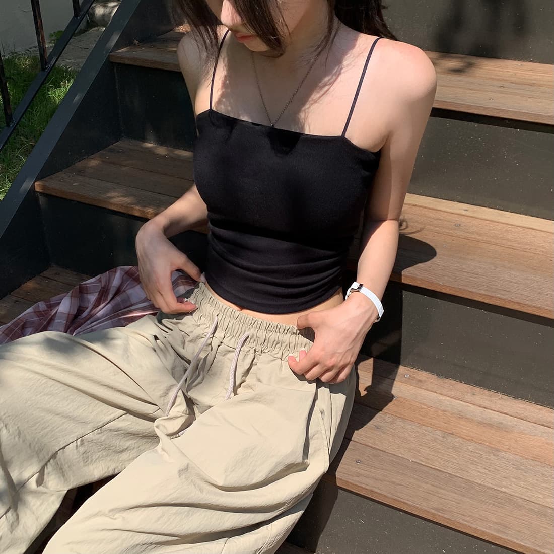 정가 한국 chic 달콤한 매운맛 슬립 디자인 센스 주름 여름 다용도 벨트 가슴 패드 조끼 여성 상세 이미지 19