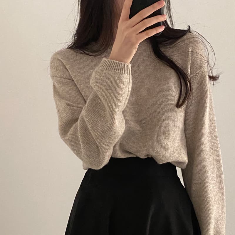 있음 선적 8 색상 한국 기초 다용도 단색 부드러운 찹쌀 풀오버 긴팔 양모 혼방 니트 스웨터 여성 상세 이미지 9