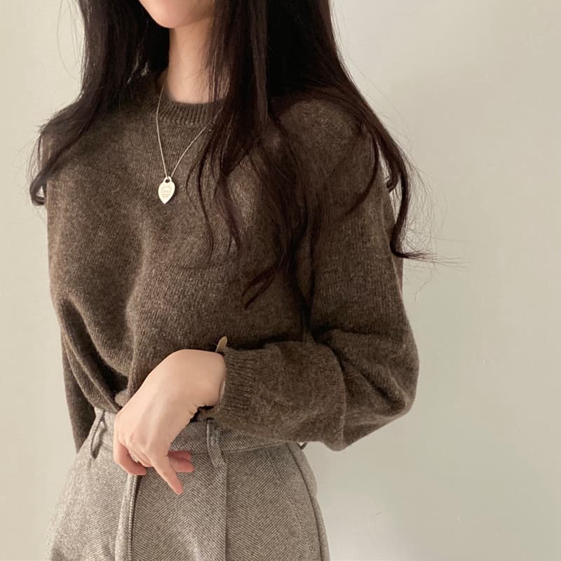 있음 선적 8 색상 한국 기초 다용도 단색 부드러운 찹쌀 풀오버 긴팔 양모 혼방 니트 스웨터 여성 상세 이미지 11