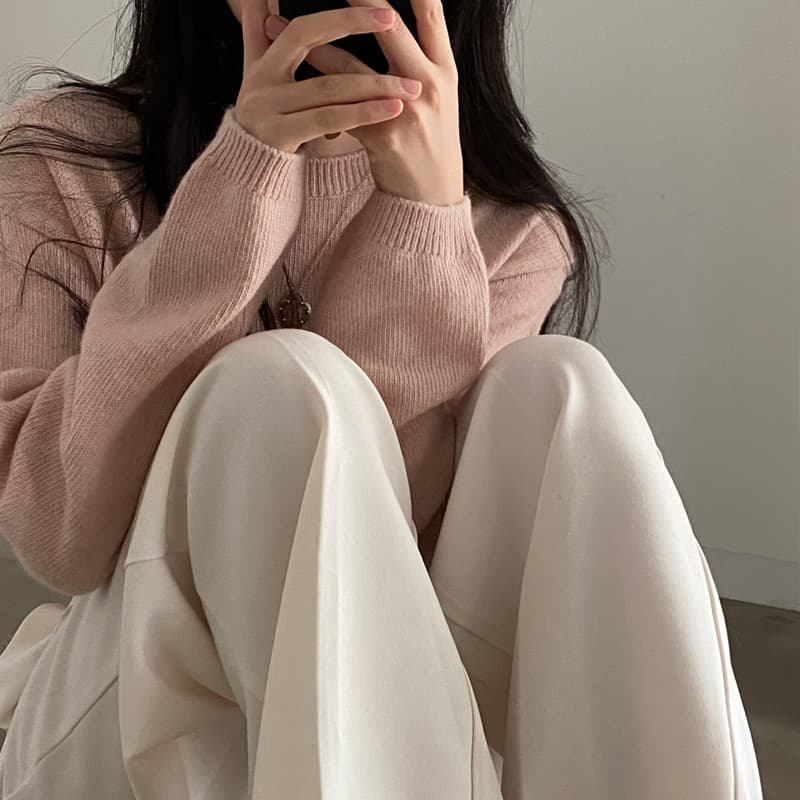 있음 선적 8 색상 한국 기초 다용도 단색 부드러운 찹쌀 풀오버 긴팔 양모 혼방 니트 스웨터 여성 상세 이미지 40