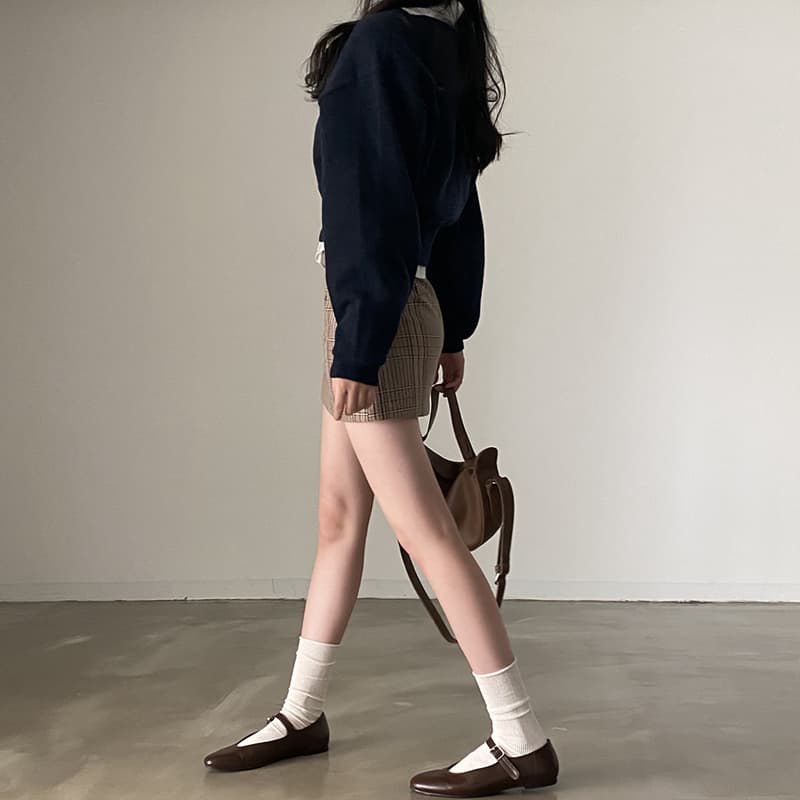 있음 선적 한국 chic 다용도 V넥 풀오버 단색 캐주얼 긴팔 니트 스웨터 여성 상세 이미지 19