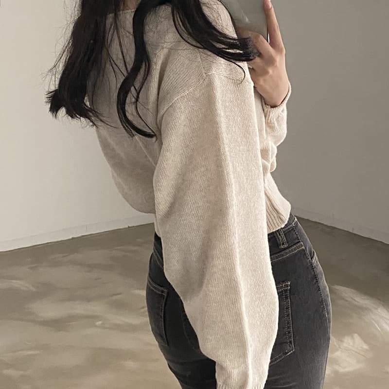 있음 선적 한국 chic 다용도 V넥 풀오버 단색 캐주얼 긴팔 니트 스웨터 여성 상세 이미지 22