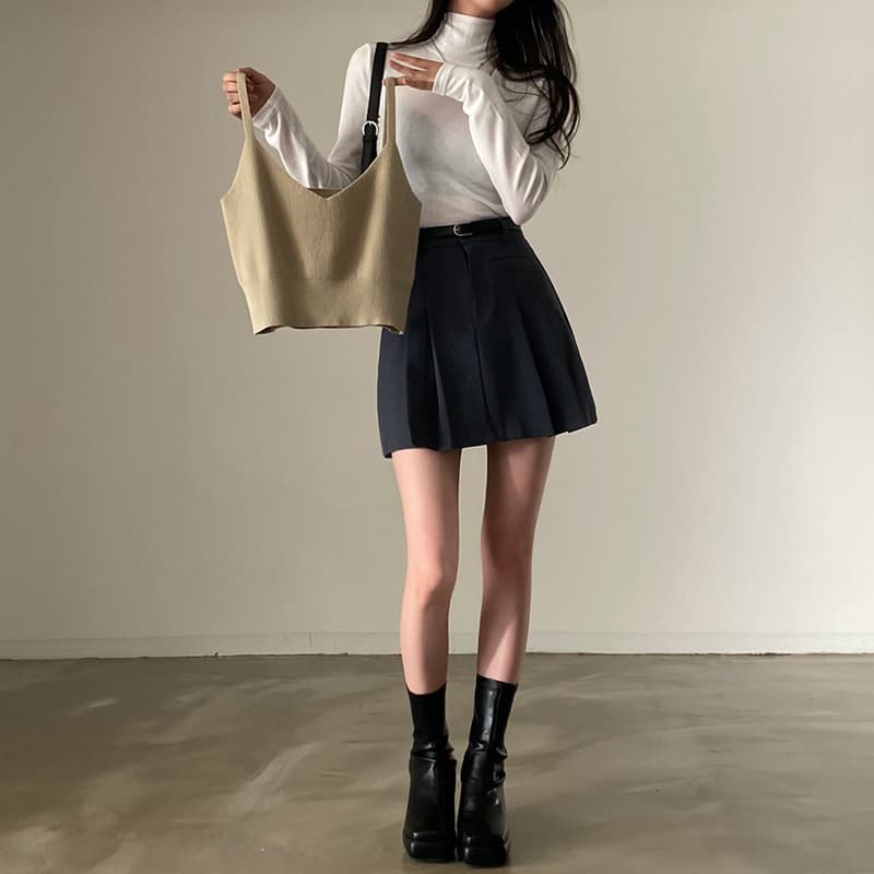 있음 선적 가을 한국 다용도 외국 가스 V넥 스택 착용 니트 캐미솔 상세 이미지 9