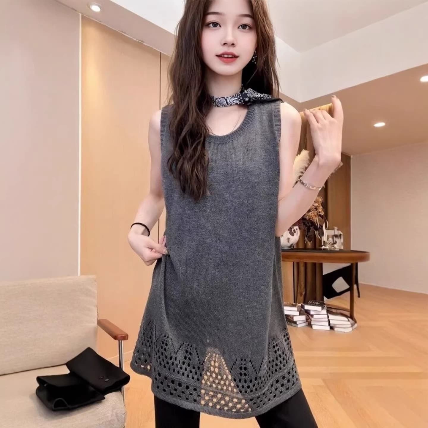 품격 홀로우 아웃 레이스 슬립 드레스 2026 봄 빅 사이즈 지방 mm 디자인 센스 잘 생긴 외국 가스 여자 치마 상세 이미지 8