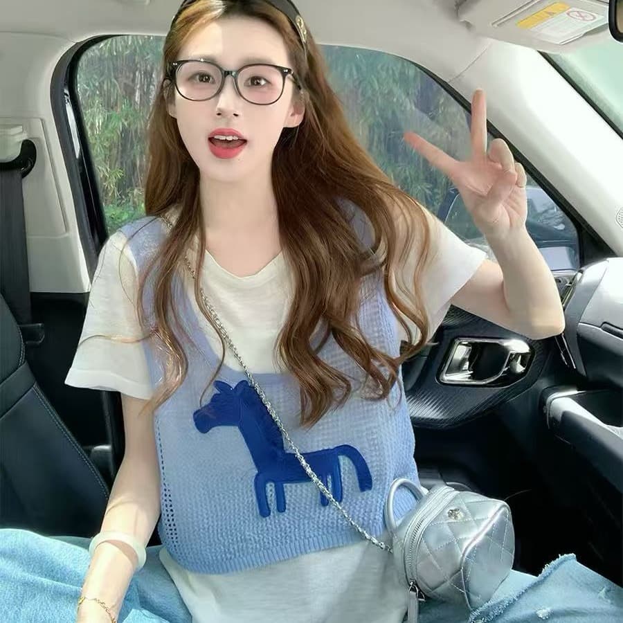 2026 여름 새로운 루즈핏 패션 페이크 레이어드 품격 다용도 캐주얼 한 부서 레트로 티셔츠 반팔 이미지 4
