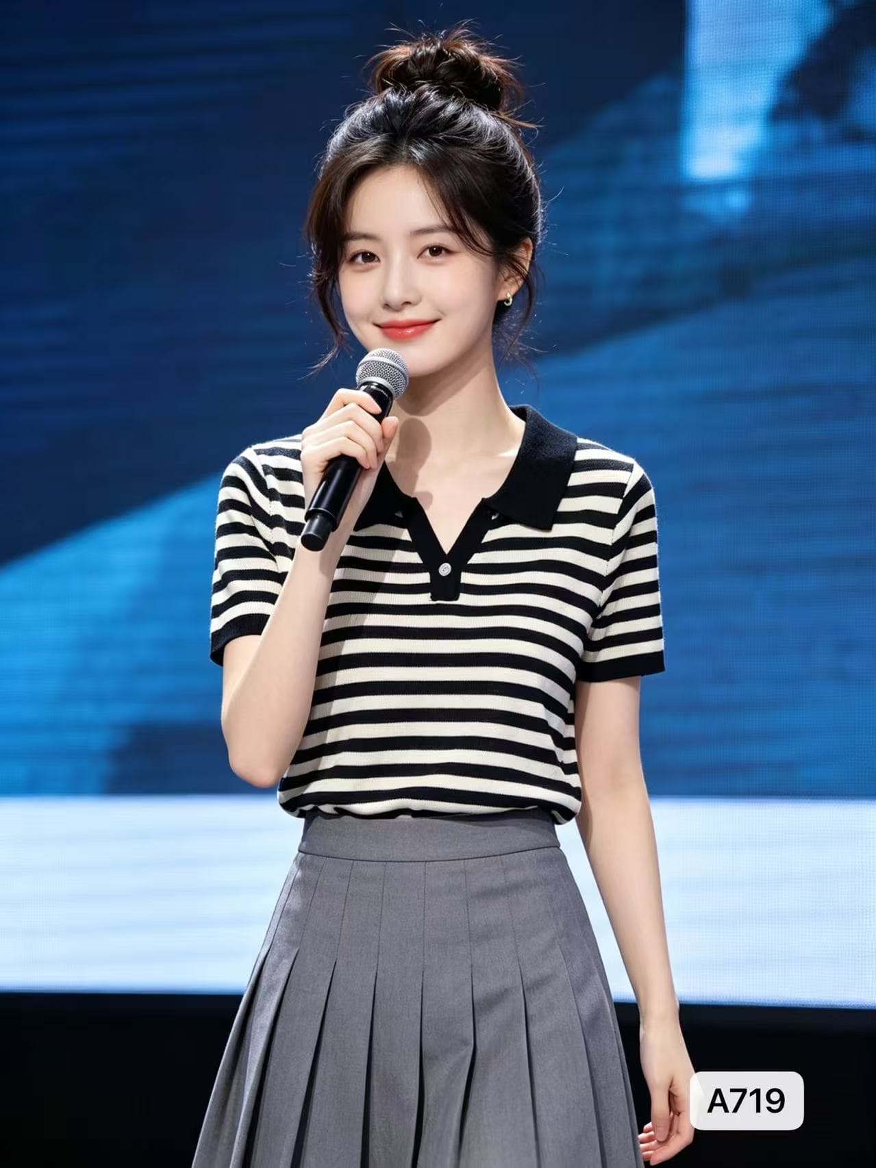 POLO 칼라 반팔 디자인 센스 2026 년 여름 한국 스타일 몸매 가꾸기 얼음 차가운 실크 폴로 칼라 니트 스웨터 다용도 맨위 여성 상세 이미지 7