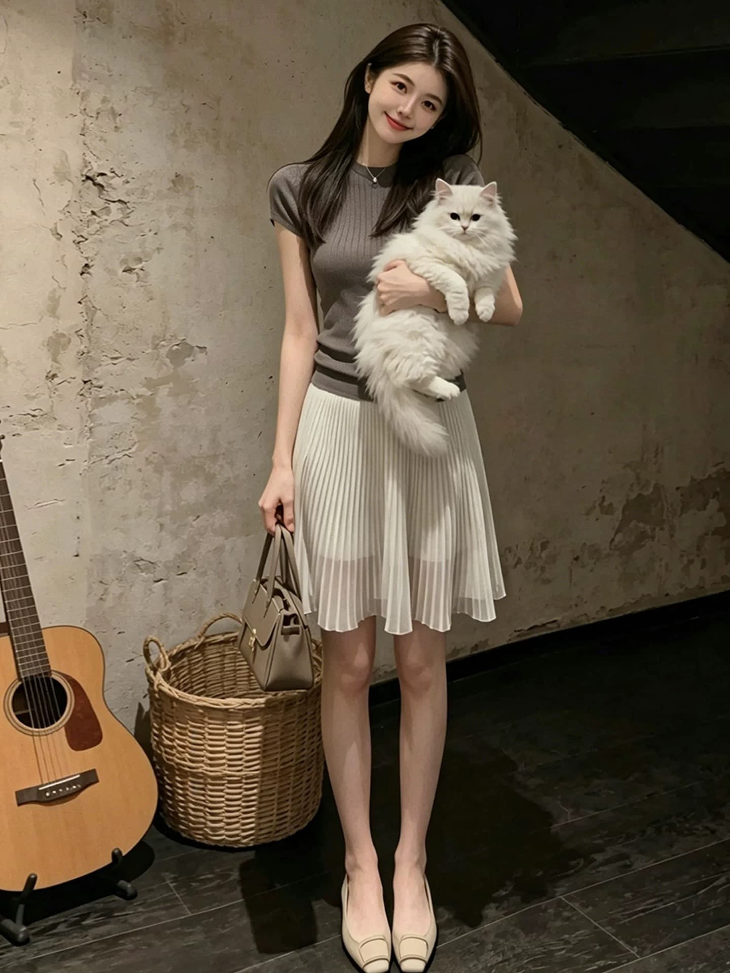 여름 고급 센스 착용 가져 가라. 프랑스식 부드러운 품격 출퇴근 몸매 가꾸기 슬림해 보이는 맨위 코디 플리츠 반신 스커트 상세 이미지 4