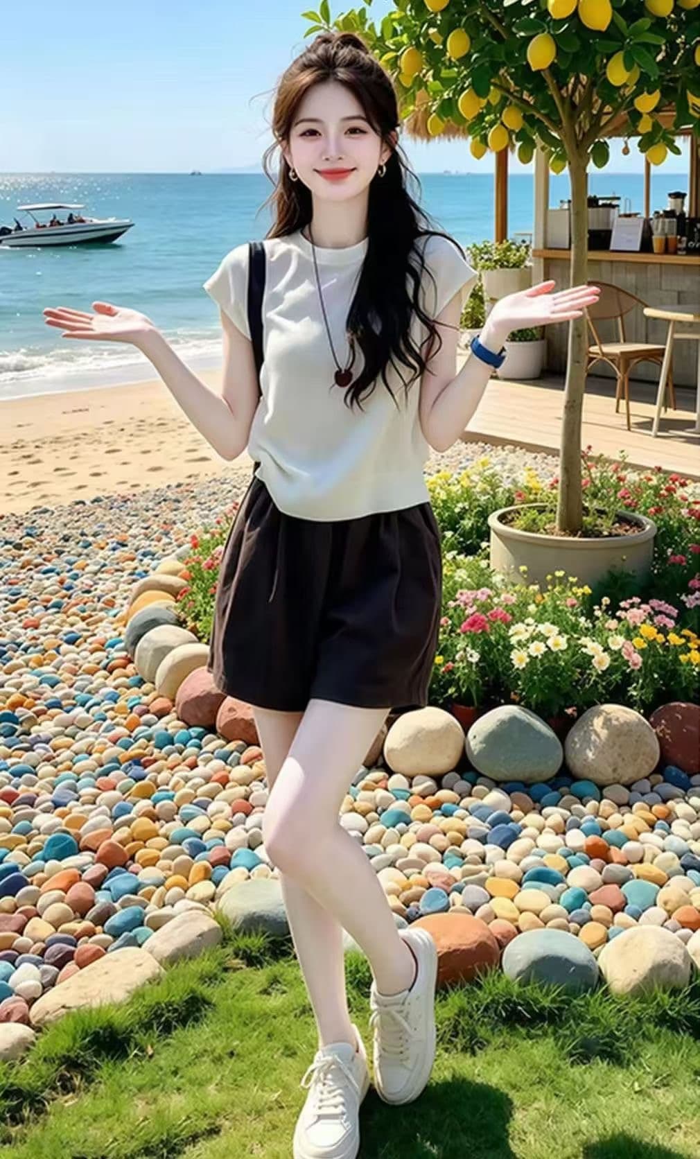 고급 아니요 명중 섹션 화이트 니트 Feifei 소매 티셔츠 여성 여름 2026 올해 인기 ~ 중 새로운 폭발 맨위 상세 이미지 5