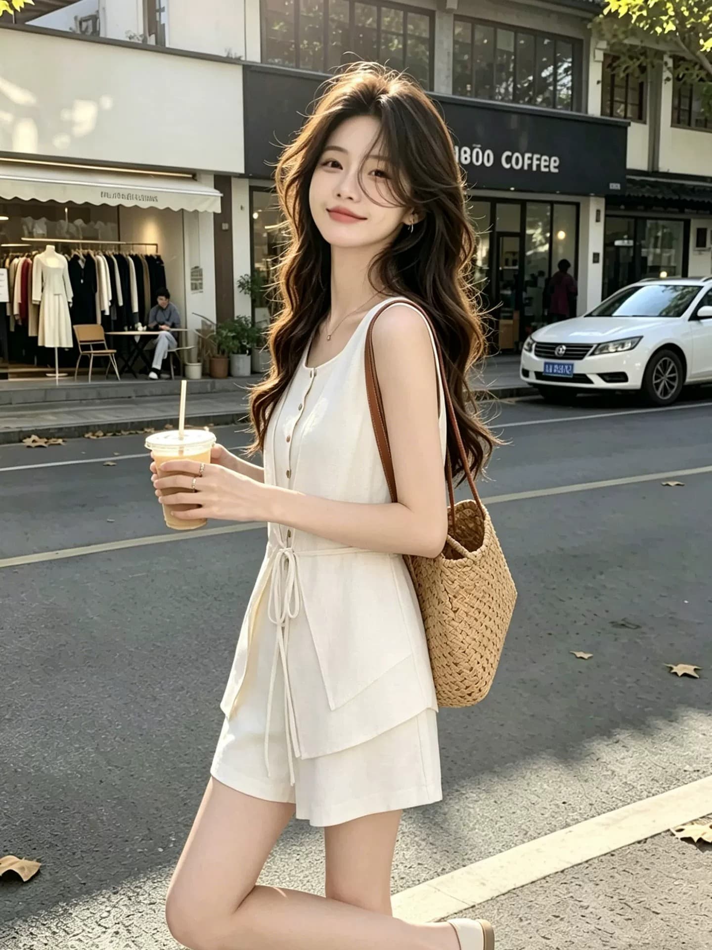 패션 세트 여성 2026 새로운 오래된 돈 바람 여름 페이크 레이어드 베스트 맨위 패션 품격 반바지 투피스 세트 상세 이미지 3