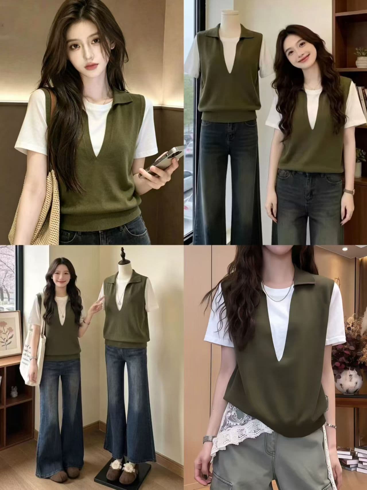 작은 조용한 잠시 POLO 칼라 페이크 레이어드 맨위 2026 봄 켜기 새로운 다용도 캐주얼 맨위 상세 이미지 1