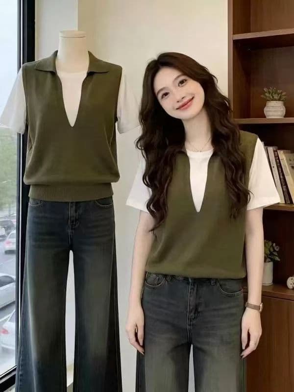 작은 조용한 잠시 POLO 칼라 페이크 레이어드 맨위 2026 봄 켜기 새로운 다용도 캐주얼 맨위 상세 이미지 4