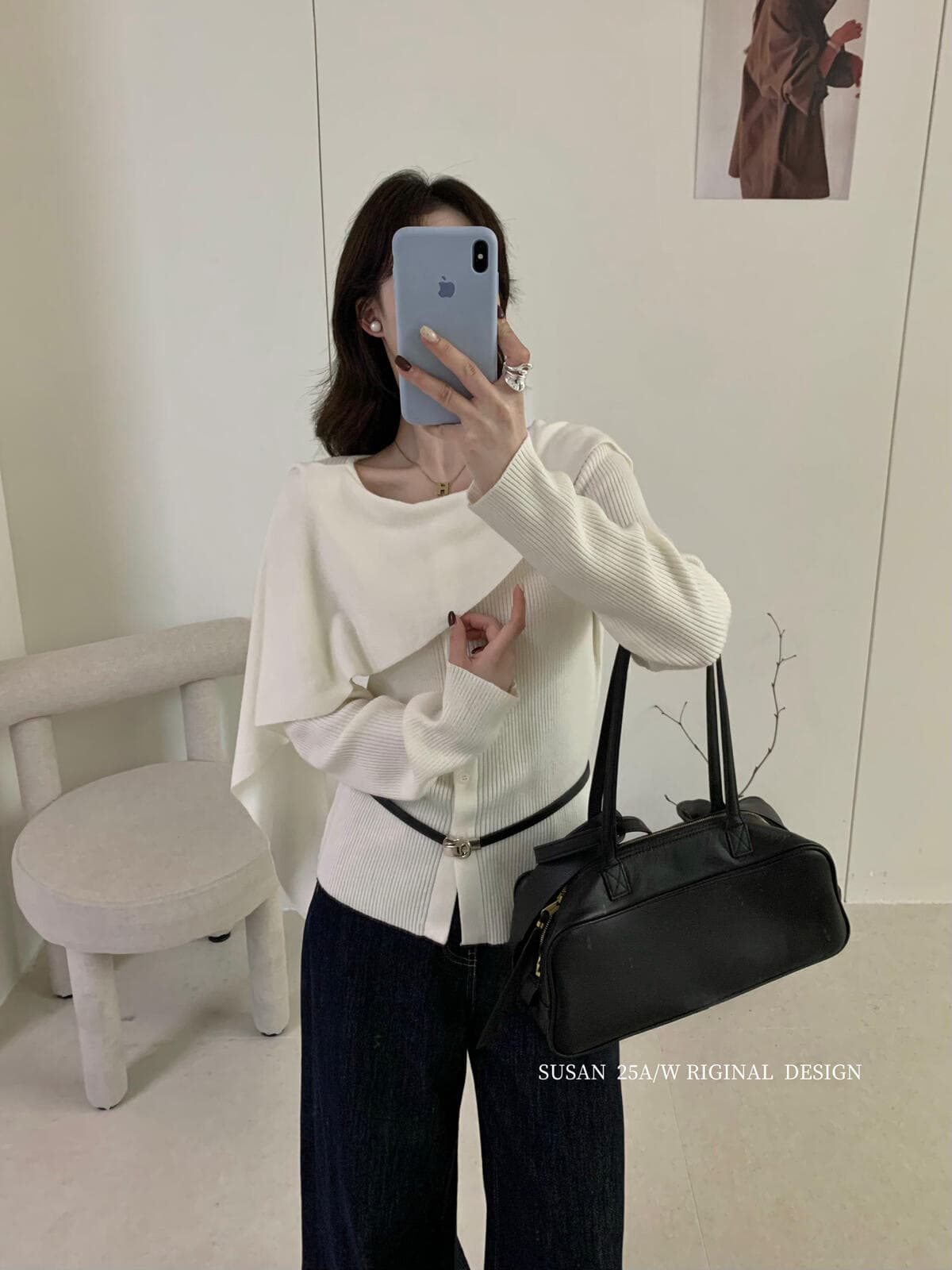 프랑스식 회색 긴팔 니트 스웨터 여성 봄 가을 몸매 가꾸기 디자인 센스 작은 대중 불규칙 고급 센스 숄 맨위 상세 이미지 7