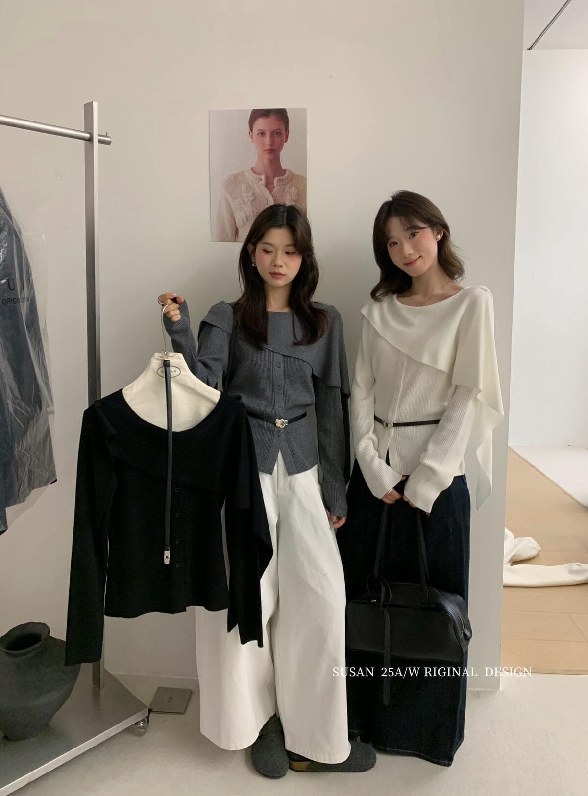 프랑스식 회색 긴팔 니트 스웨터 여성 봄 가을 몸매 가꾸기 디자인 센스 작은 대중 불규칙 고급 센스 숄 맨위 상세 이미지 13