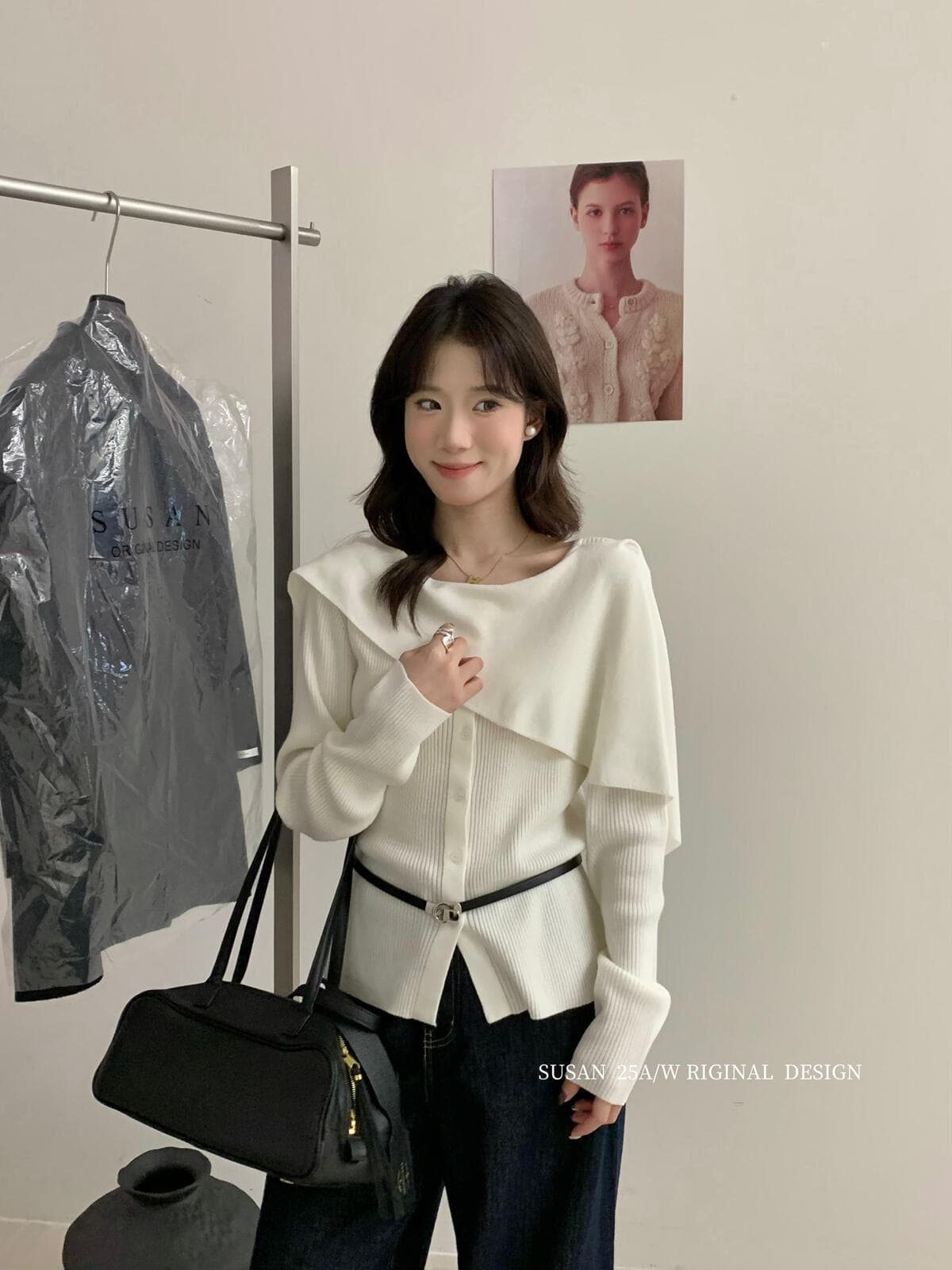 프랑스식 회색 긴팔 니트 스웨터 여성 봄 가을 몸매 가꾸기 디자인 센스 작은 대중 불규칙 고급 센스 숄 맨위 상세 이미지 14