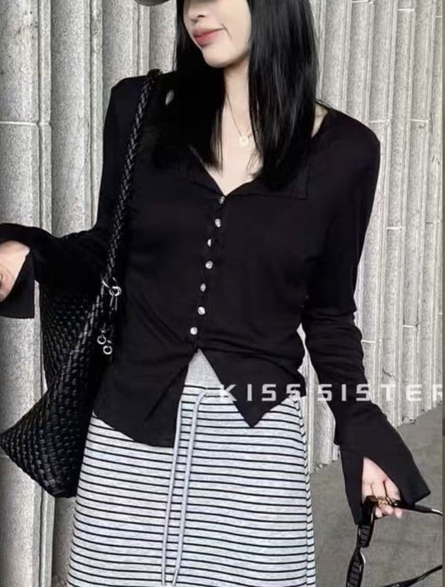 열세 개 여성 의류 한 부서 익스트림 제인 색상 버클 오픈 가디건 디자인 센스 몸매 가꾸기 슬림해 보이는 통기성 다용도 주간 실크 자외선 차단 작은 셔츠 상세 이미지 3