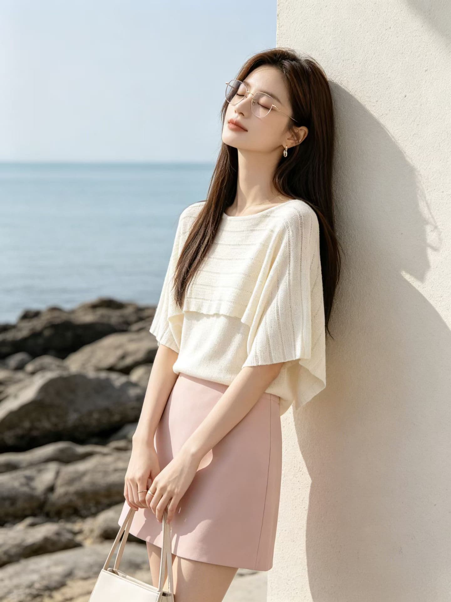 2026 연령 감소 여름 한 스타일 느긋한 바람 홀로우 아웃 니트 스웨터 숄 페이크 레이어드 프로 피부 통기성 슬림해 보이는 맨위 상세 이미지 3