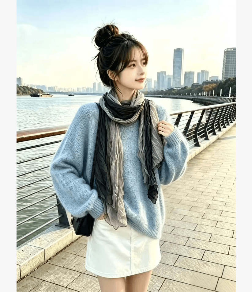 루즈핏 느긋한 바람 스웨터 여자 가을 겨울철 2026 새로운 한 부서 라운드 넥 풀오버 미니멀리즘 다용도 니트 기본 셔츠 이미지 3