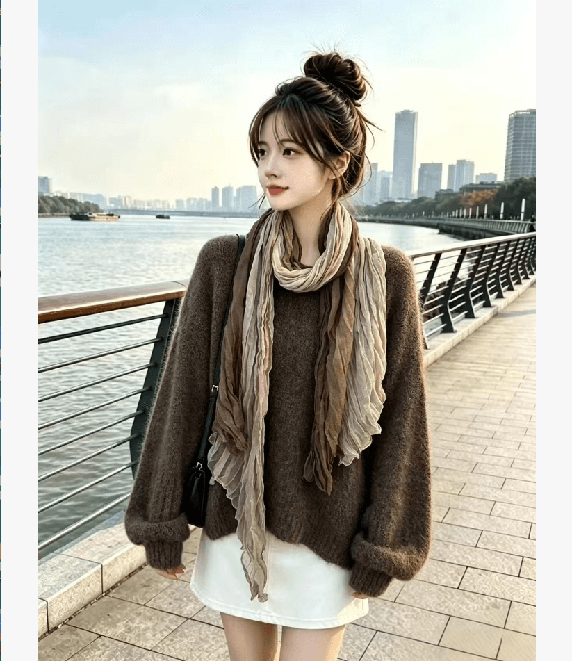 루즈핏 느긋한 바람 스웨터 여자 가을 겨울철 2026 새로운 한 부서 라운드 넥 풀오버 미니멀리즘 다용도 니트 기본 셔츠 이미지 4