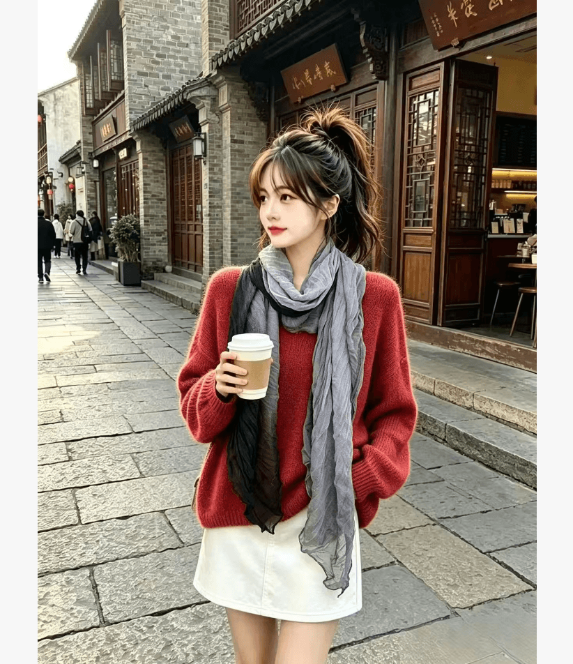 루즈핏 느긋한 바람 스웨터 여자 가을 겨울철 2026 새로운 한 부서 라운드 넥 풀오버 미니멀리즘 다용도 니트 기본 셔츠 상세 이미지 5