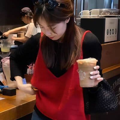 qiongqiong 인력 섹션 조기 가을 디자인 센스 이후 스트랩 다용도 스택 착용 니트 베스트 상세 이미지 3