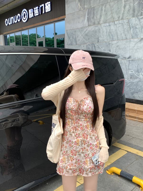실사 정가 프랑스식 순수한 욕망 휴가 바람 yoli 장 宥 이익 꽃 반사하다 여름 꽃무늬 슬립 꽃무늬 드레스 상세 이미지 2