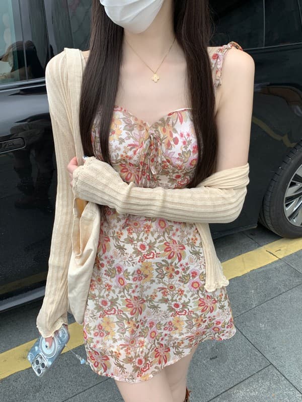 실사 정가 프랑스식 순수한 욕망 휴가 바람 yoli 장 宥 이익 꽃 반사하다 여름 꽃무늬 슬립 꽃무늬 드레스 상세 이미지 9