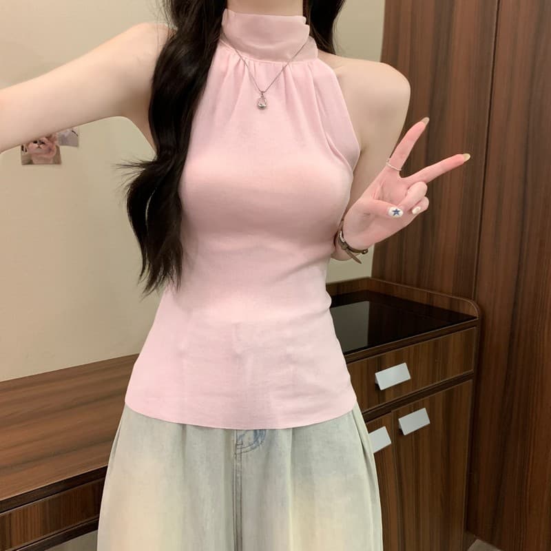 실사 정가 여름 새로운 한 부서 달콤함 패션 리본 스탠드 칼라 패치워크 실크 행침 목 허리 수축 모직물 조끼 상세 이미지 19