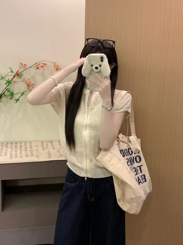 실사 정가 이른 가을 새로운 한국 스타일 스탠드 칼라 미니멀리즘 패션 품격 빛 요리 한 슬림해 보이는 니트 오픈 가디건 작은 셔츠 상세 이미지 3
