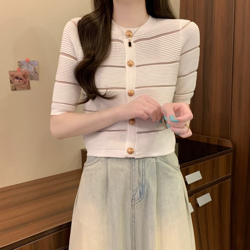 실사 정가 여름 새로운 빛 요리 한 바람 품격 중간 소매 유럽 오간자 패치워크 작은 샤넬 스타일 패션 쇼트 스타일 재킷 이미지 3