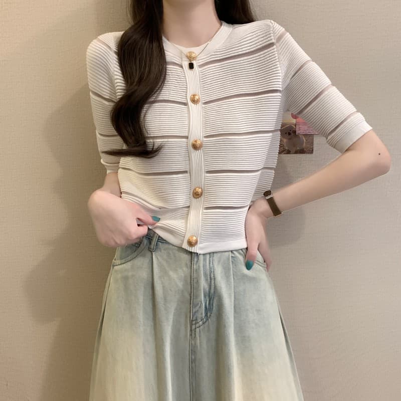 실사 정가 여름 새로운 빛 요리 한 바람 품격 중간 소매 유럽 오간자 패치워크 작은 샤넬 스타일 패션 쇼트 스타일 재킷 이미지 5