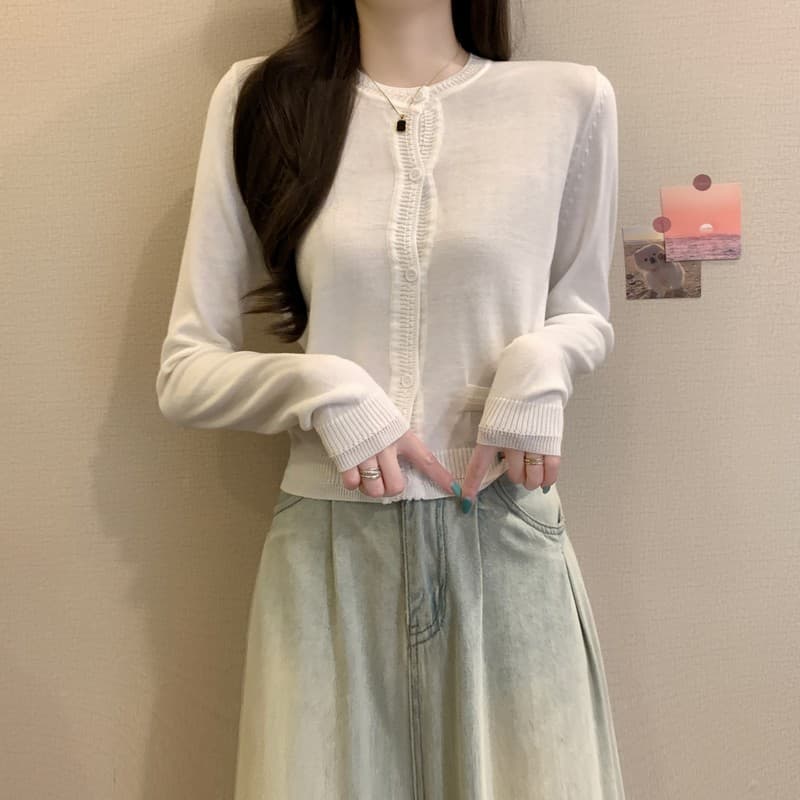실사 정가 이른 가을 새로운 한 부서 착용 가져 가라. 라운드 넥 긴팔 쇼트 스타일 다용도 캐주얼 패션 니트 여성 코트 상세 이미지 7