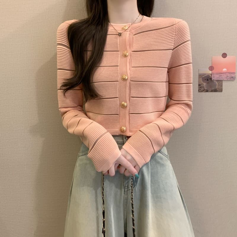 실사 정가 이른 가을 새로운 바 서울 남자 패션 레트로 스트라이프 얇은 스타일 작은 키 긴팔 니트 카디건 코트 상세 이미지 13