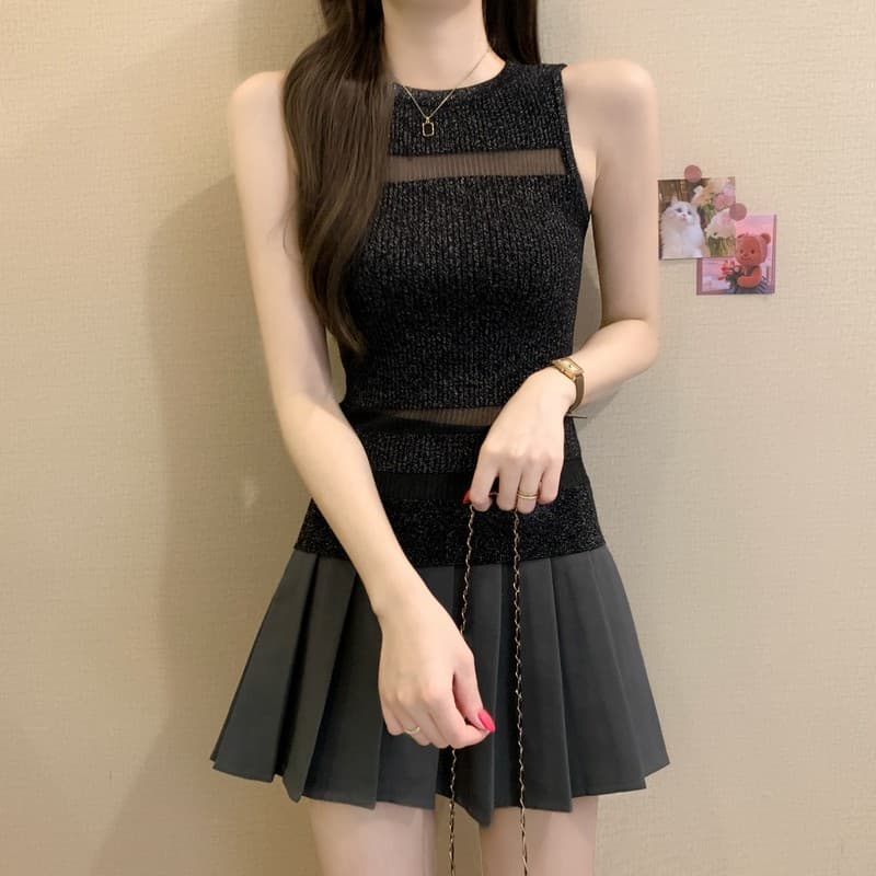실사 정가 여름 새로운 한국 스타일 디자인 센스 마이크로 ~을 통해 빛 요리 한 질감 좋은 플래시 홀로우 아웃 패션 쇼트 스타일 조끼 상세 이미지 28